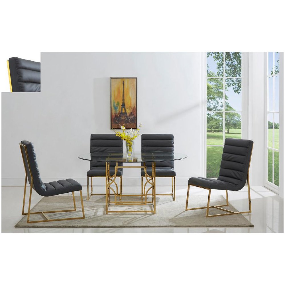 Best Master Alexis 54″ Stainless Steel and Glass Round Dining Table in Gold