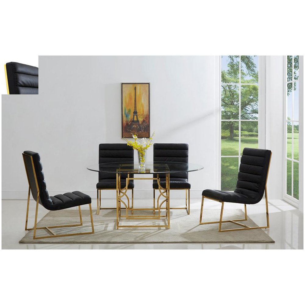 Best Master Alexis 54″ Stainless Steel and Glass Round Dining Table in Gold