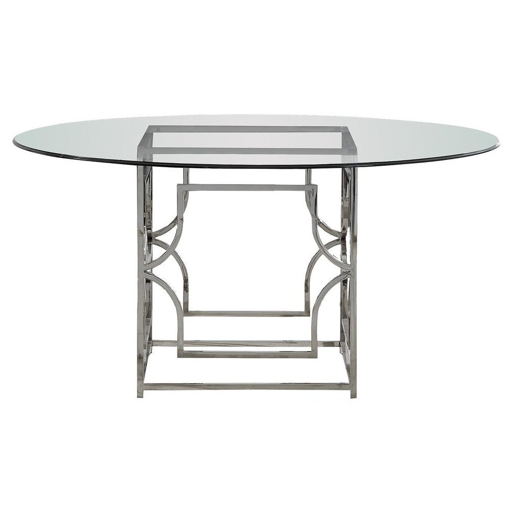 Best Master Alexis 54″ Stainless Steel and Glass Round Dining Table in Silver