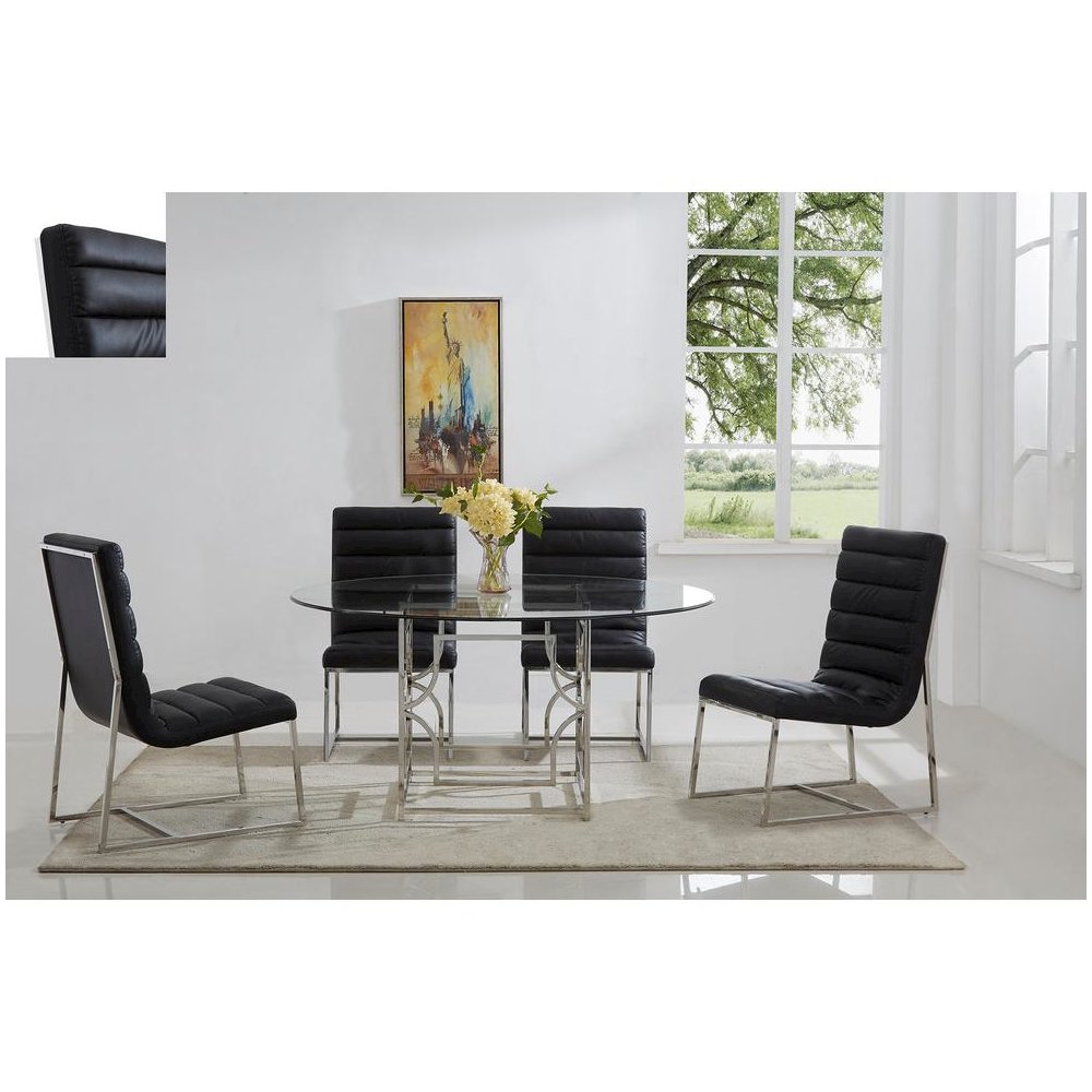 Best Master Alexis 54″ Stainless Steel and Glass Round Dining Table in Silver