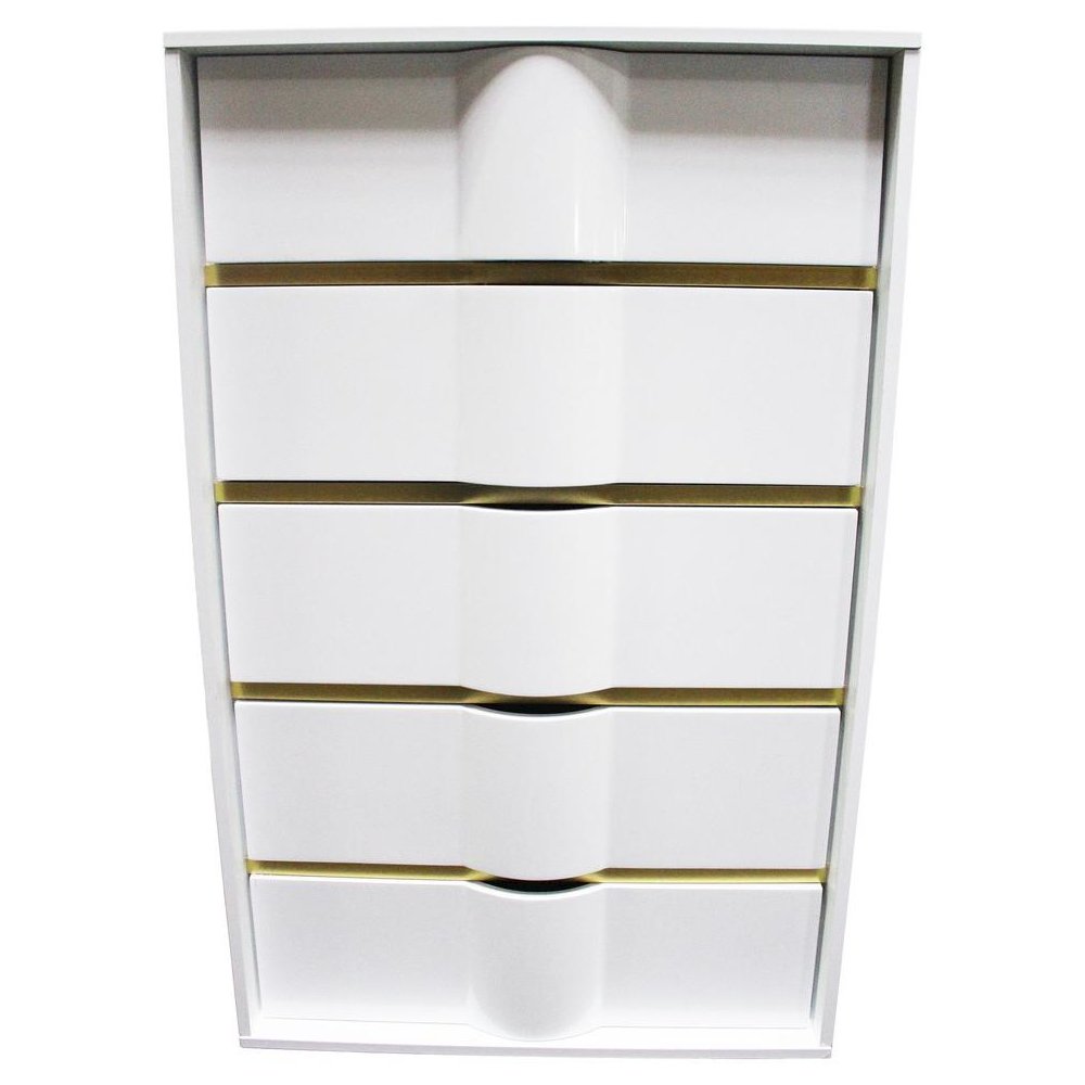Best Master Havana 5-Drawer Poplar Wood Bedroom Chest in White/Gold Trim