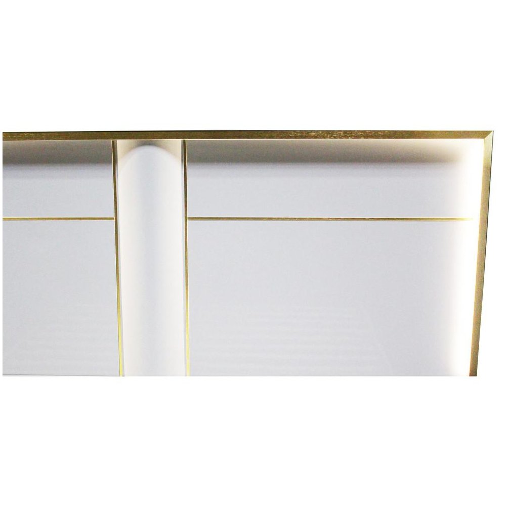 Best Master Havana Poplar Wood East King Platform Bed in White with Gold Trim
