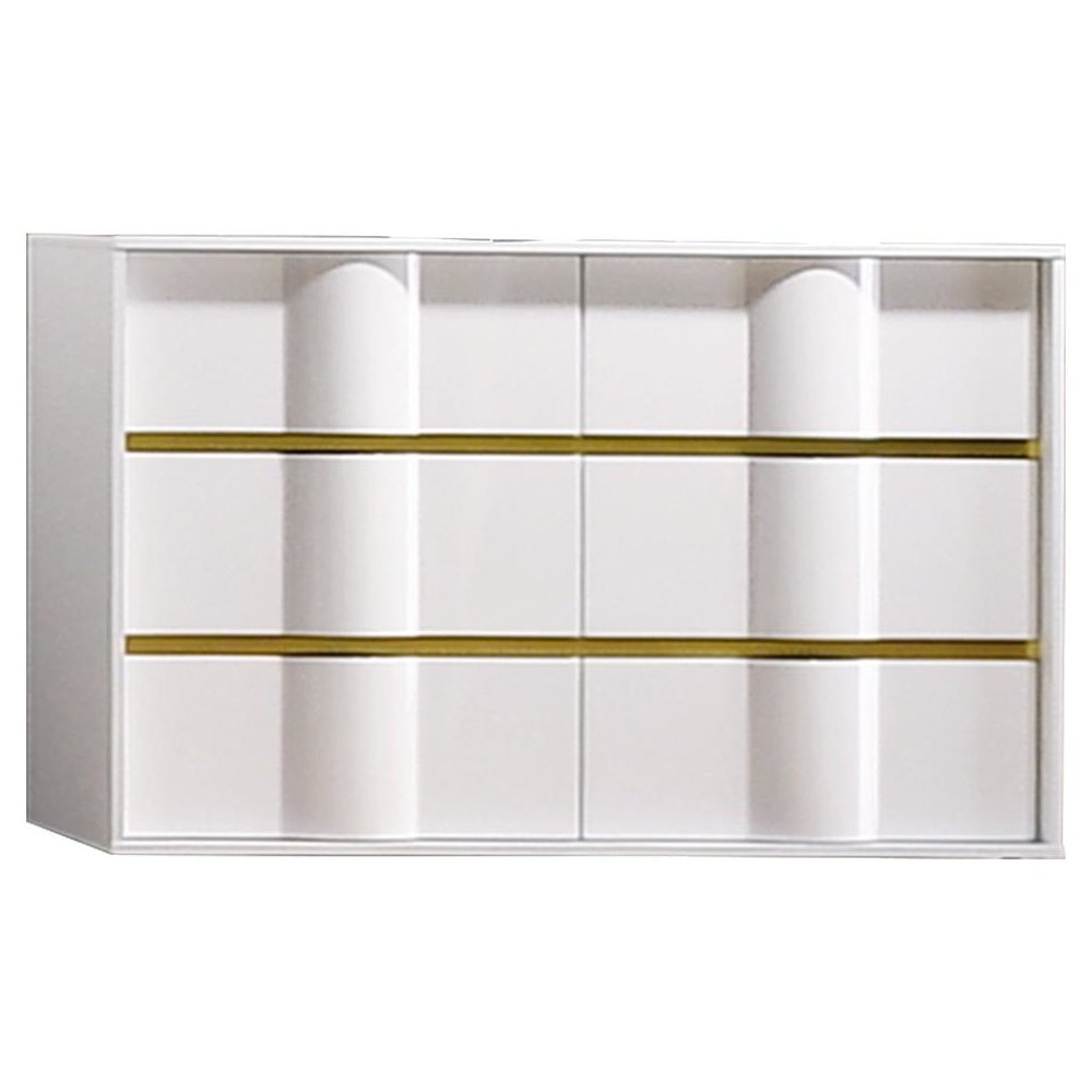 Best Master Havana 6-Drawer Poplar Wood Bedroom Dresser in White/Gold Trim