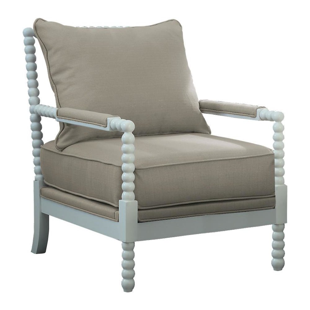 Best Master West Palm Solid Wood Living Room Accent Chair in Beige/White