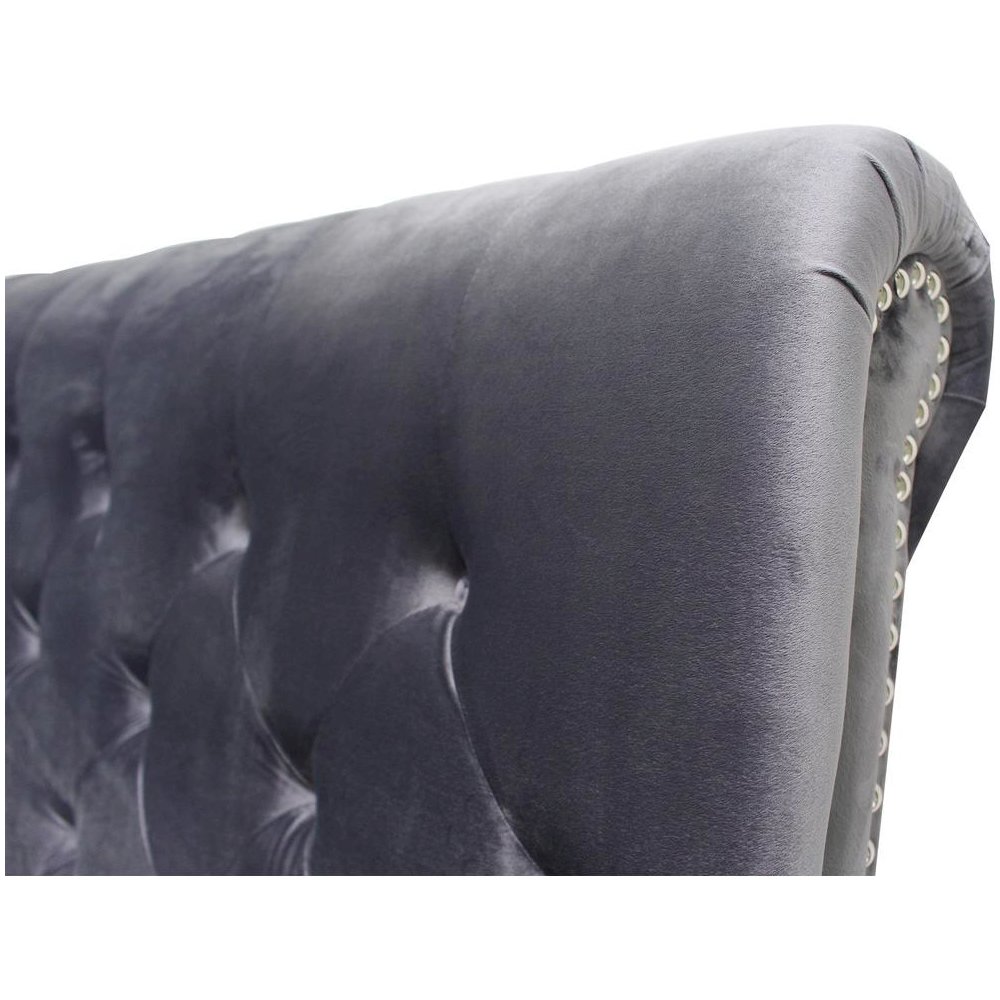 Best Master Marseille Fabric Upholstered Tufted Queen Bed in Gray