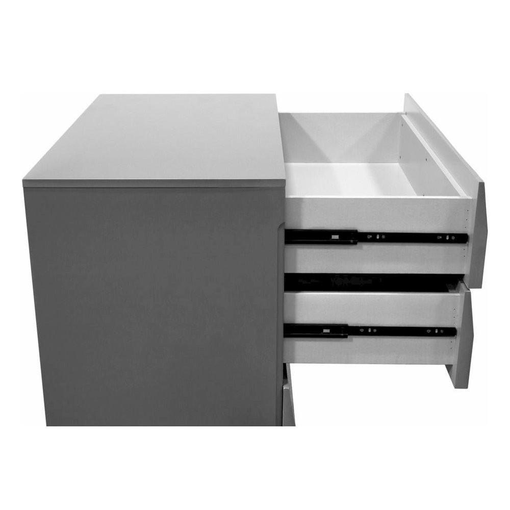 Best Master Leon 5-Drawer Poplar Wood Bedroom Chest in Gray High Gloss