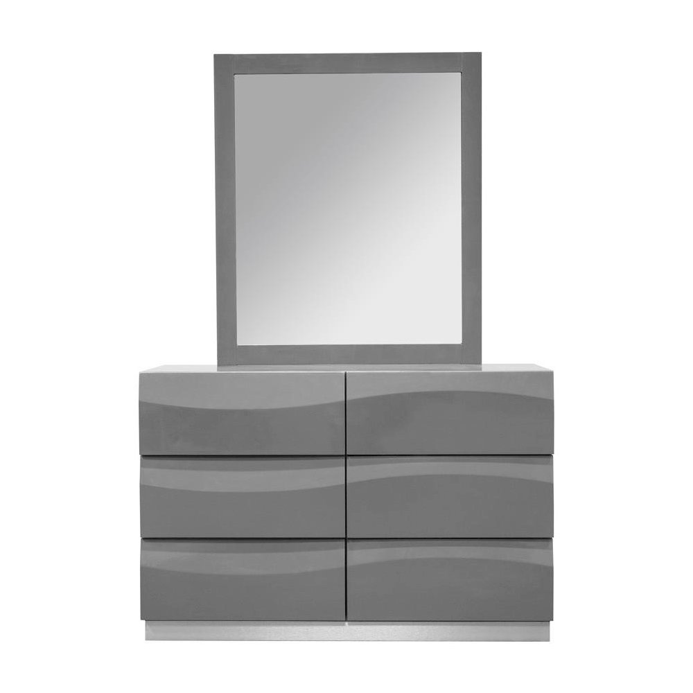 Best Master Leon 5-Piece Poplar Wood Queen Bedroom Set in Gray High Gloss