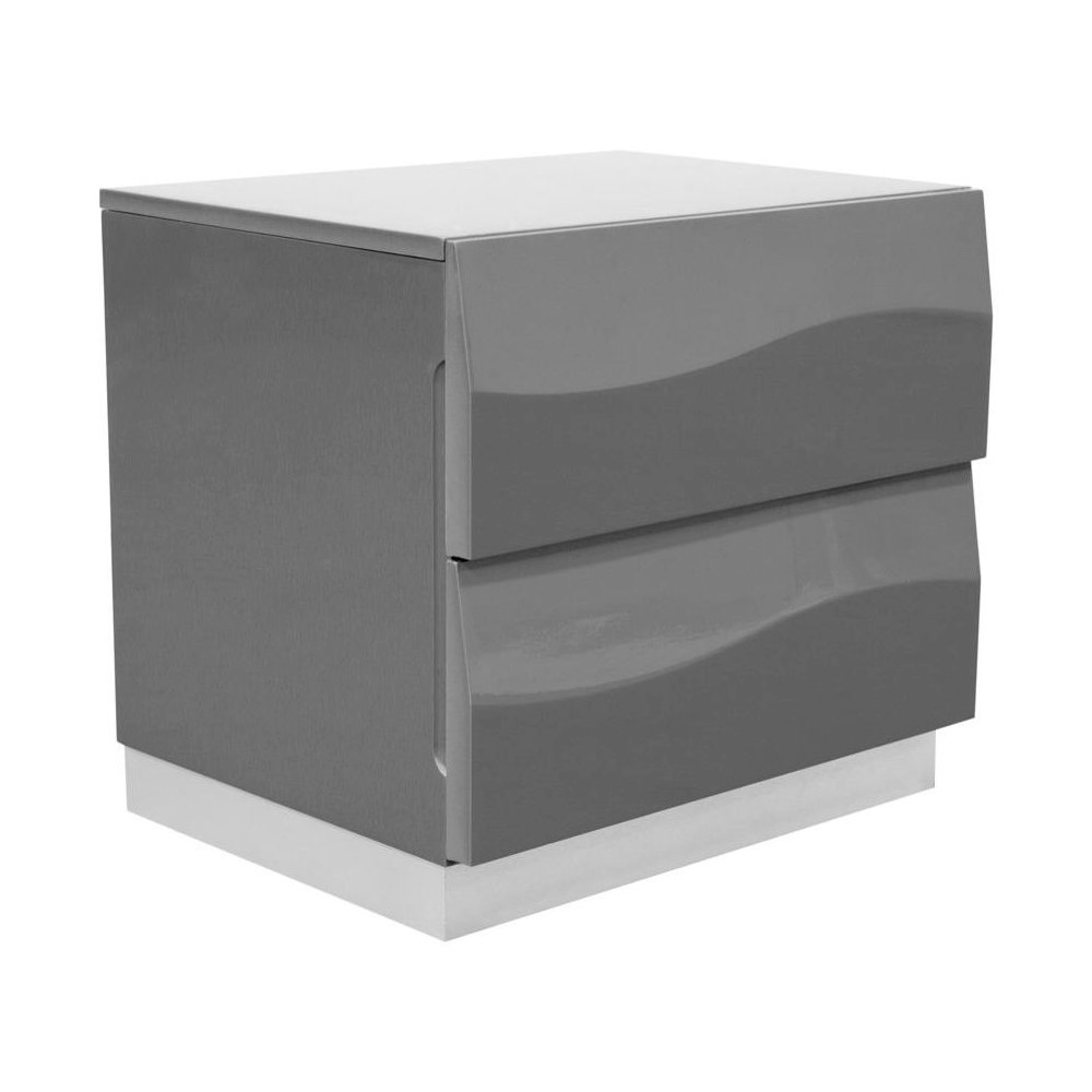 Best Master Leon 5-Piece Poplar Wood Queen Bedroom Set in Gray High Gloss