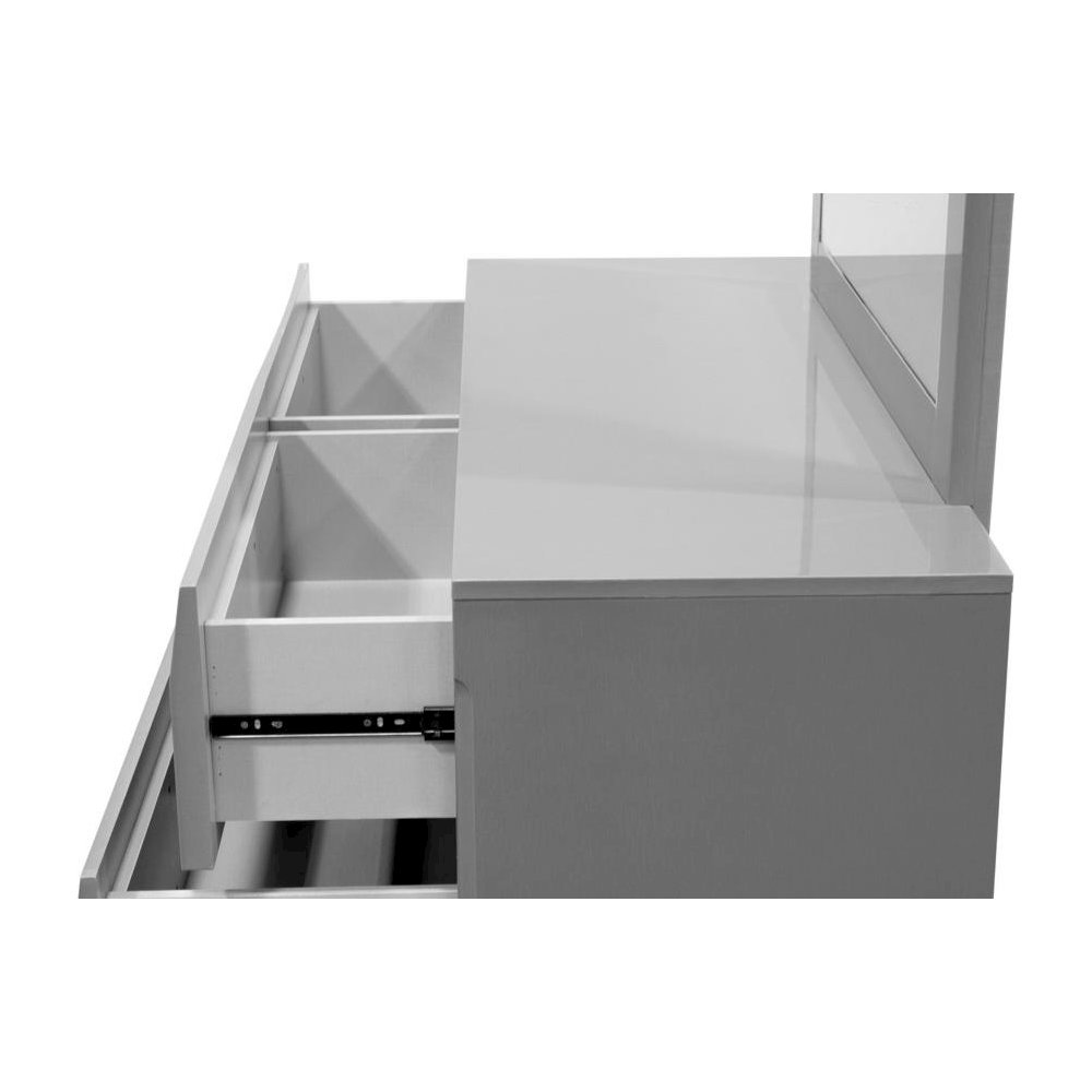 Best Master Leon 2-Piece Poplar Wood Dresser and Mirror Set in Gray High Gloss