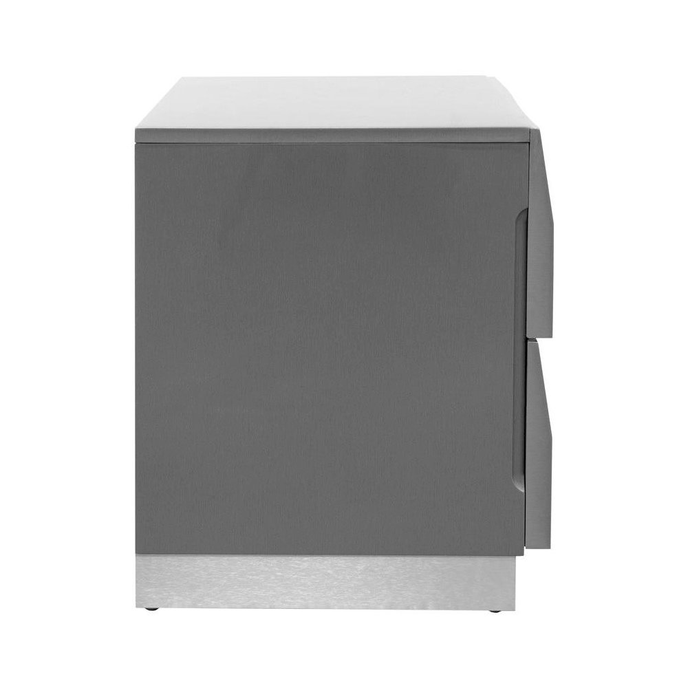 Best Master Leon 2-Drawer Poplar Wood Bedroom Nightstand in Gray High Gloss