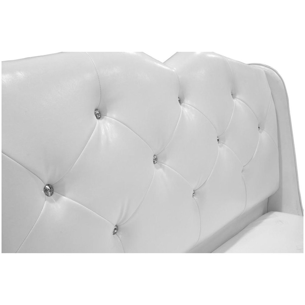 Best Master Madrid Leather- Like Fabric Queen Platform Bed in Off White
