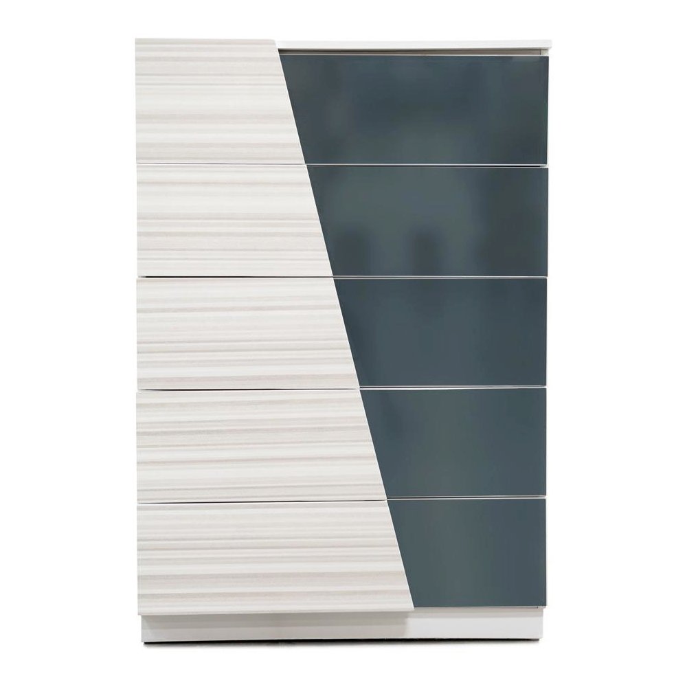Best Master Manchester 5-Drawer Poplar Wood Bedroom Chest in Zebra/White