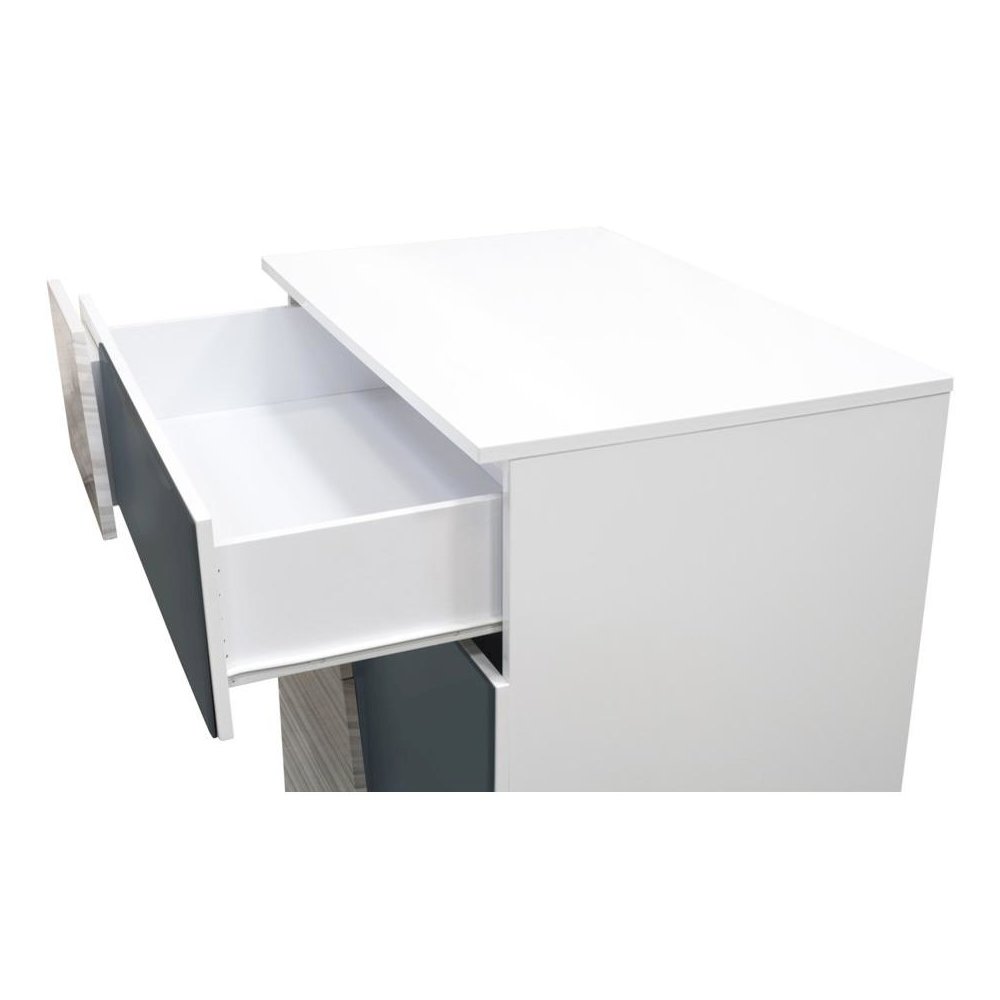 Best Master Manchester 5-Drawer Poplar Wood Bedroom Chest in Zebra/White