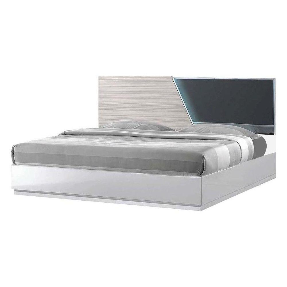 Best Master Manchester Poplar Wood Cal King Platform Bed in Zebra/Gray