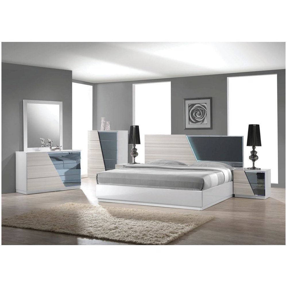 Best Master Manchester Poplar Wood Queen Platform Bed in Zebra/Gray
