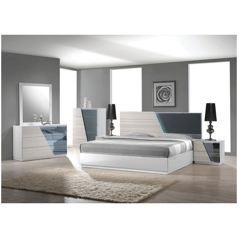 Best Master Manchester 5-Piece Wood Queen Bedroom Set in Zebra/White