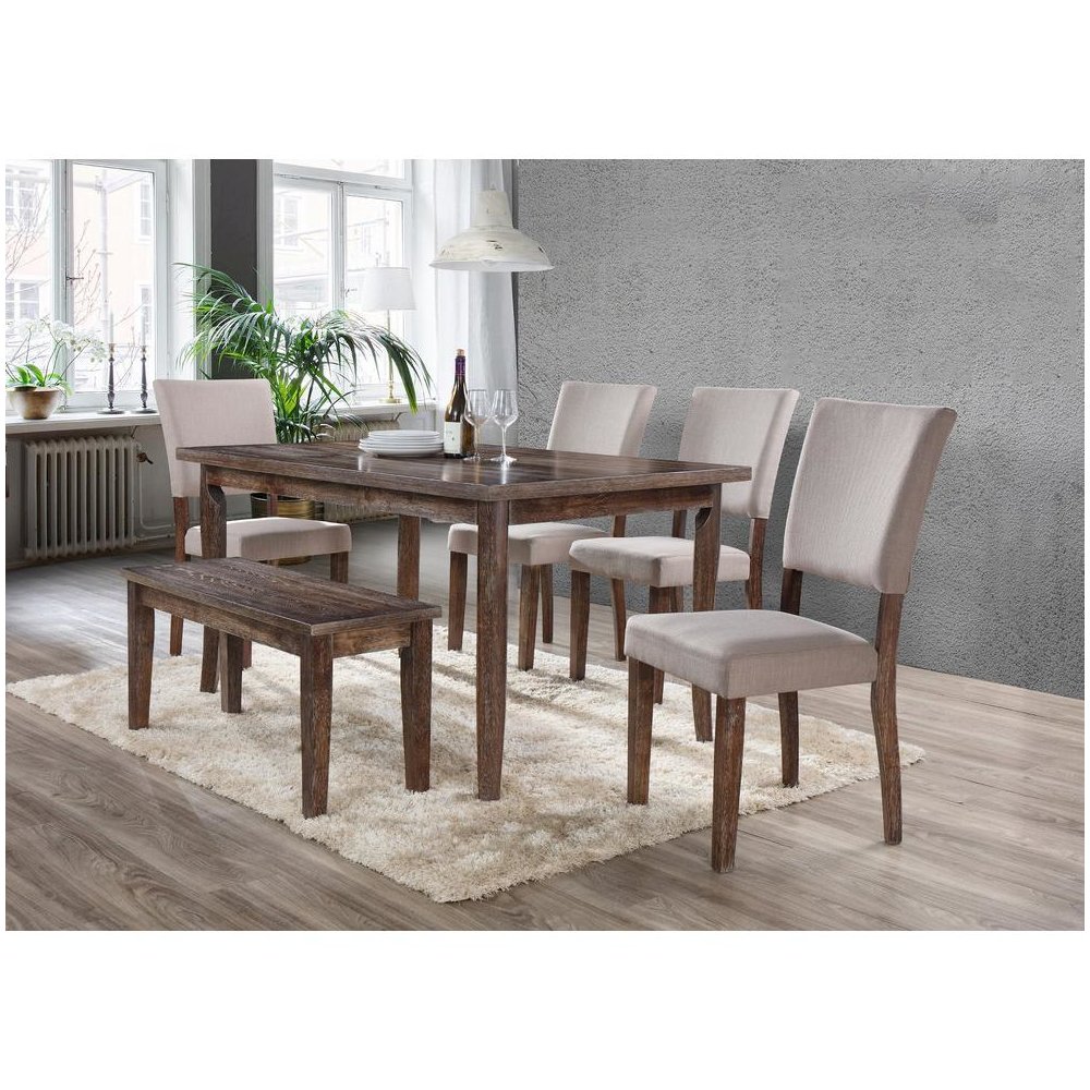 Best Master Transitional Solid Wood Dining Table in Antique Natural Oak