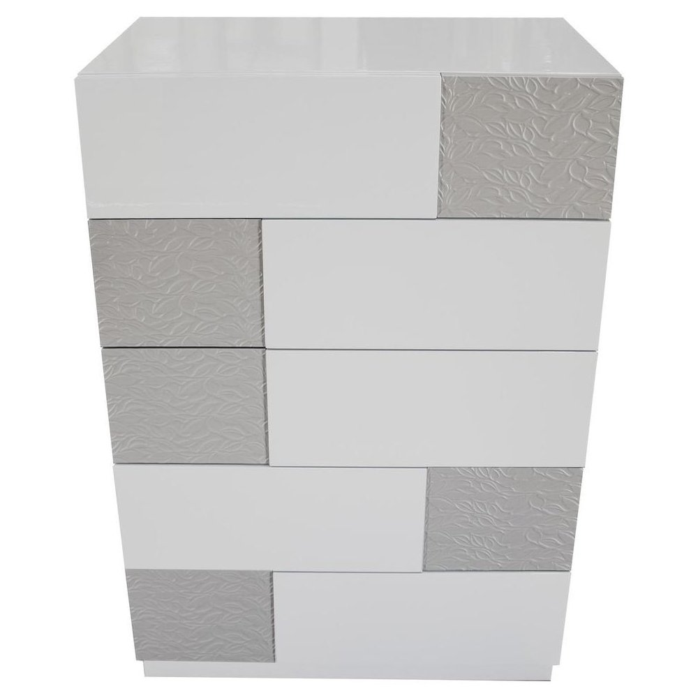 Best Master Naple 5-Drawer Poplar Wood Bedroom Chest in Gray/Silver Line