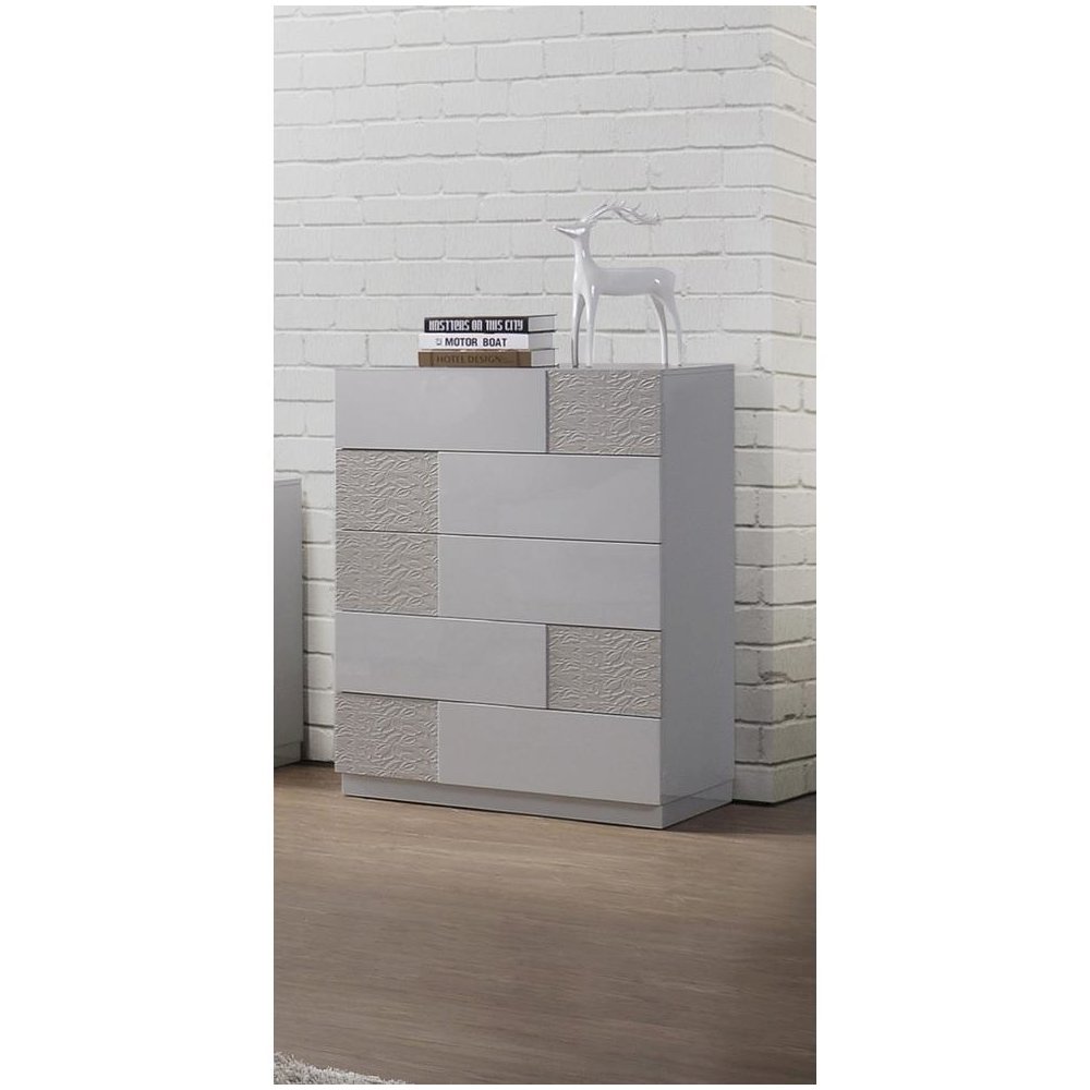 Best Master Naple 5-Drawer Poplar Wood Bedroom Chest in Gray/Silver Line