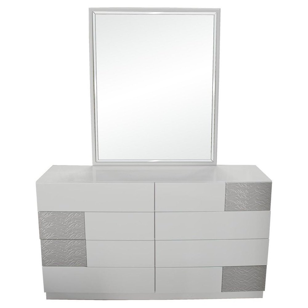 Best Master Naple 2-Piece Poplar Wood Dresser and Mirror Set in Gray/Silver Line