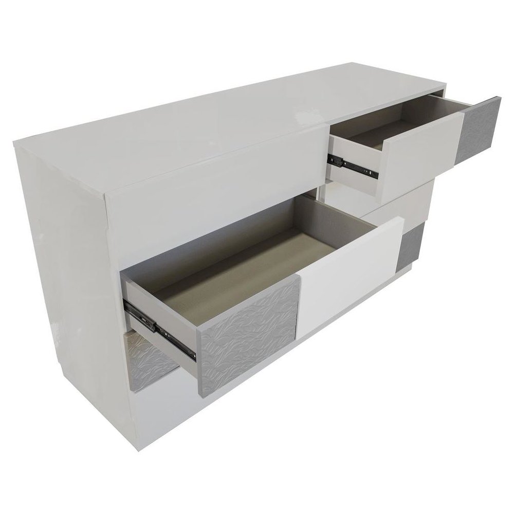 Best Master Naple 2-Piece Poplar Wood Dresser and Mirror Set in Gray/Silver Line