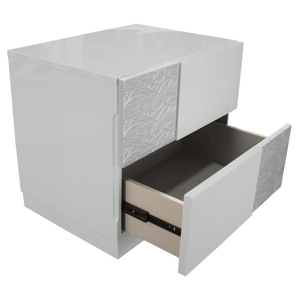 Best Master Naple 2-Drawer Poplar Wood  Bedroom Nightstand in Gray/Silver Line