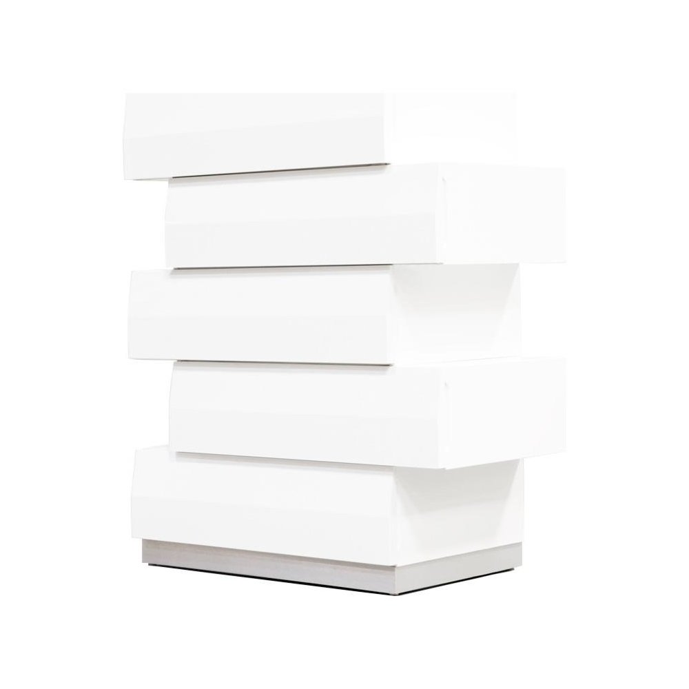 Best Master Spain 5-Drawer Poplar Wood Bedroom Chest in White/Silver Base