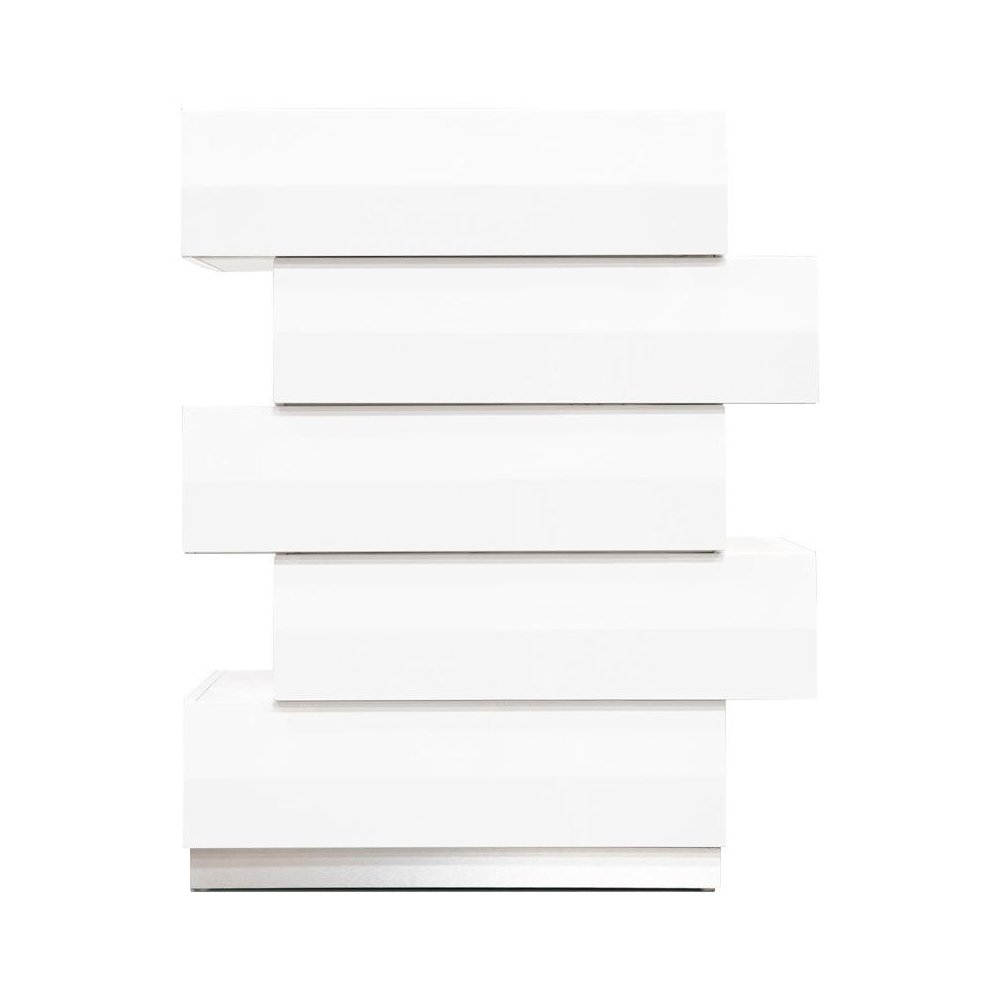 Best Master Spain 5-Drawer Poplar Wood Bedroom Chest in White/Silver Base