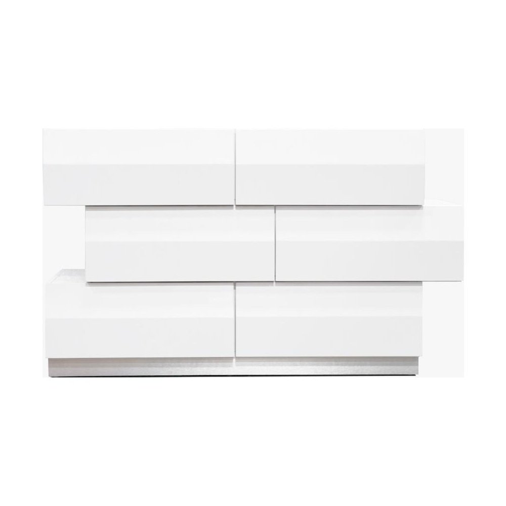 Best Master Spain 2-Piece Poplar Wood Dresser and Mirror Set – White/Silver Base