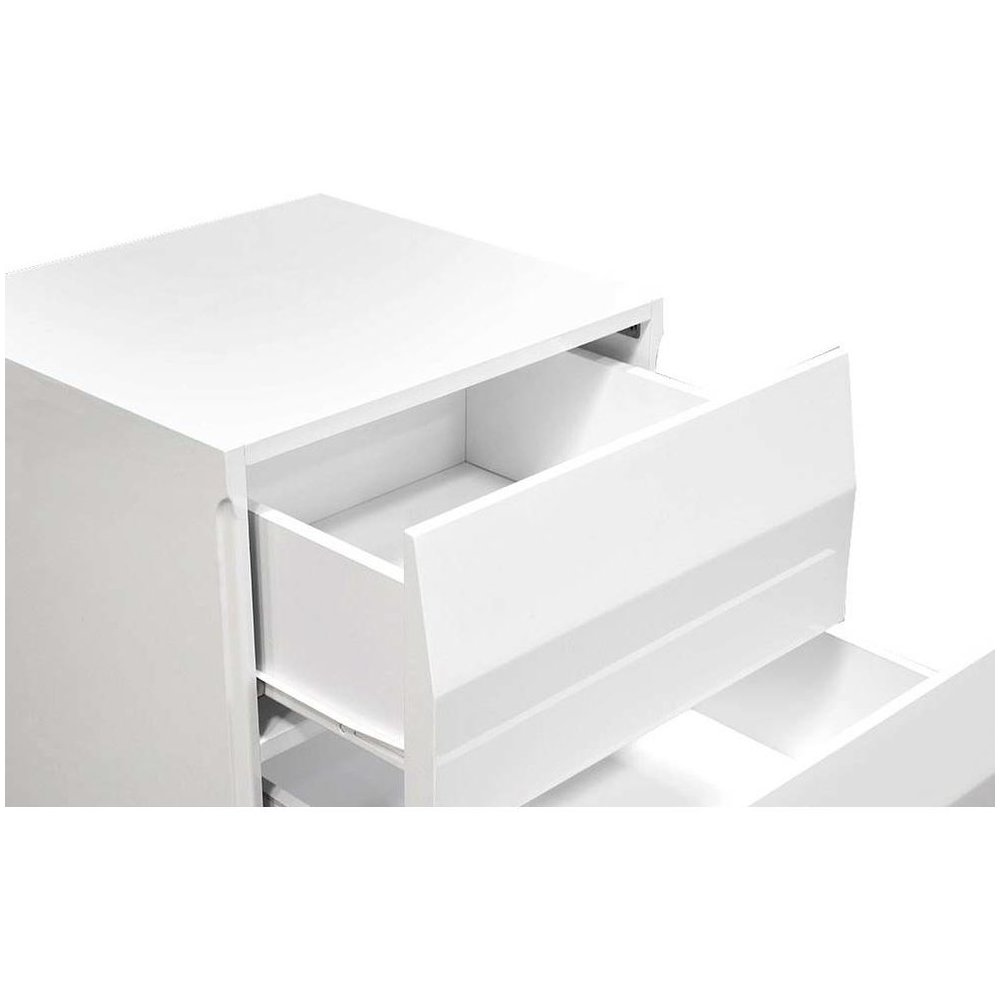Best Master Spain 2-Drawer Poplar Wood Bedroom Nightstand in White/Silver Base