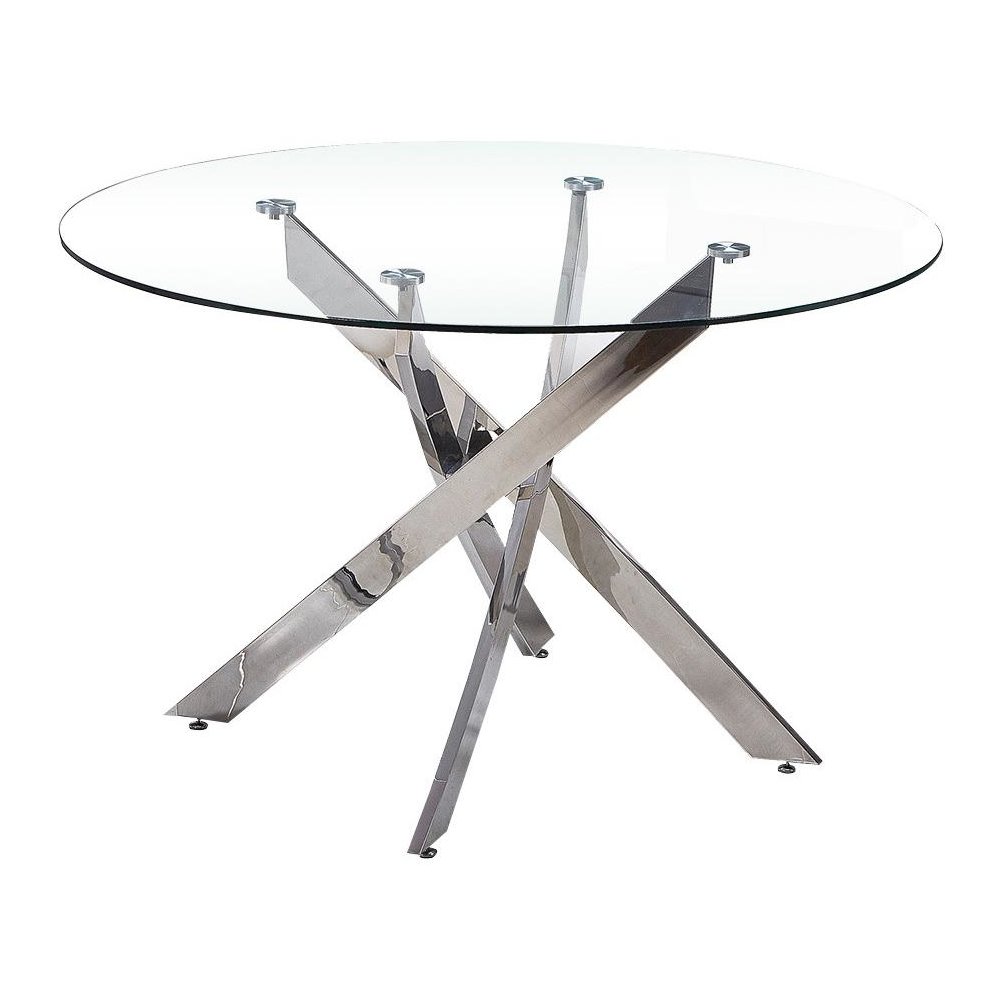 Best Master Alison Modern Round Glass Dining Table in Chrome
