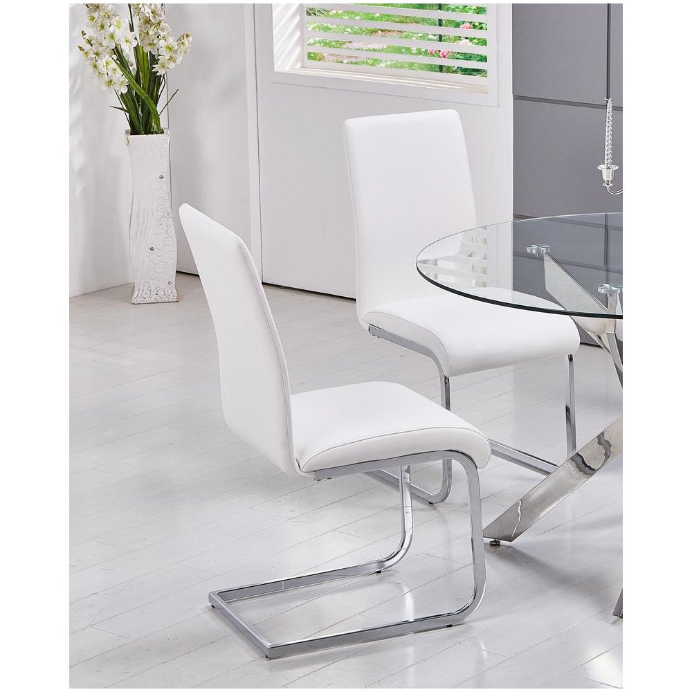 Best Master Alison 5-Piece Modern Glass Top Dinette Set in White