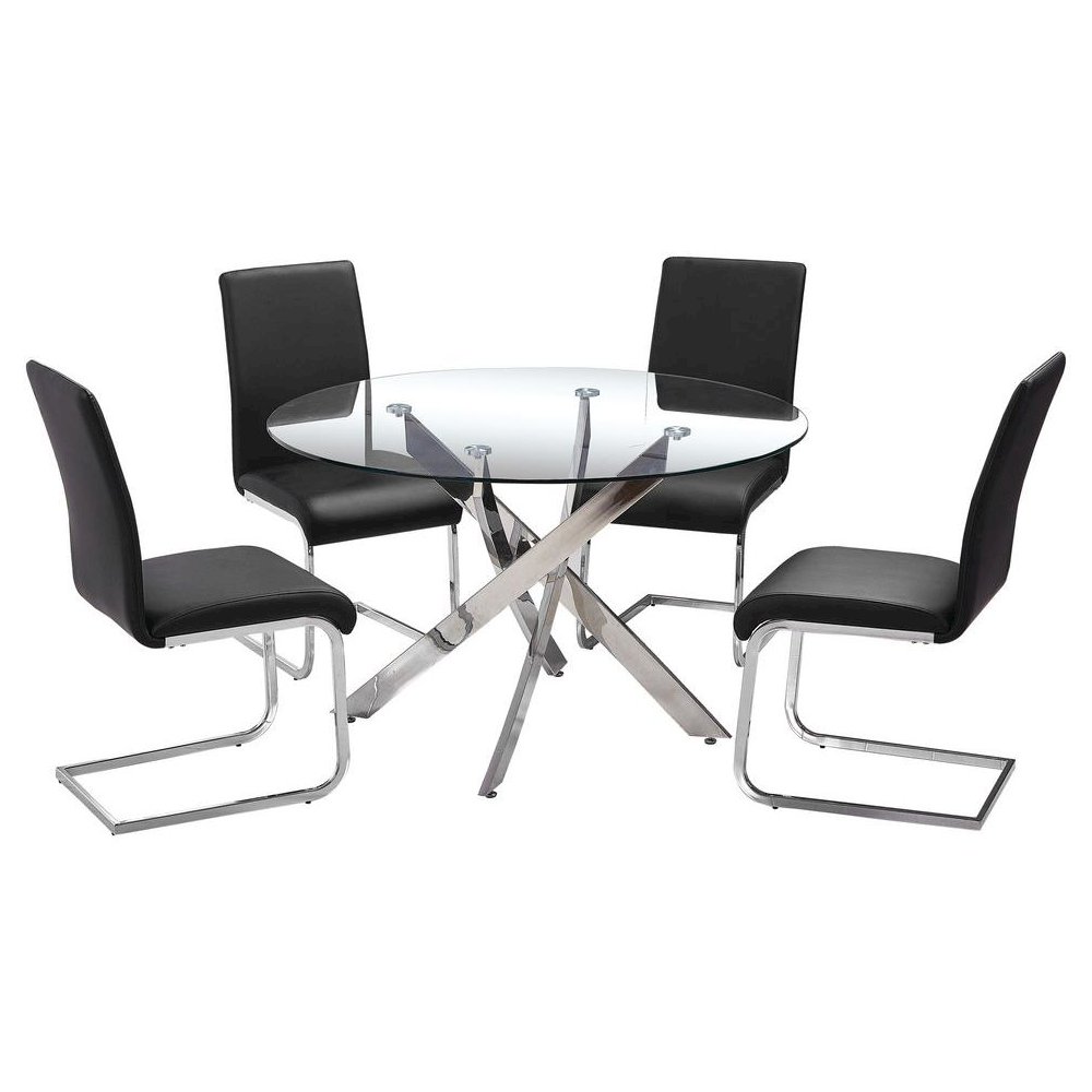 Best Master Alison 5-Piece Modern Glass Top Dinette Set in Black