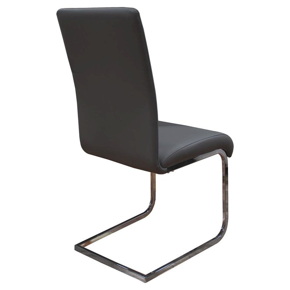 Best Master Alison Faux Leather Chrome Dining Side Chair in Gray (Set of 2)