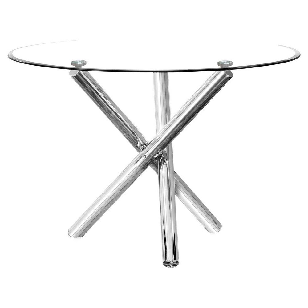 Best Master Beverly 5-Piece Faux Leather Round Glass Dinette Set – White