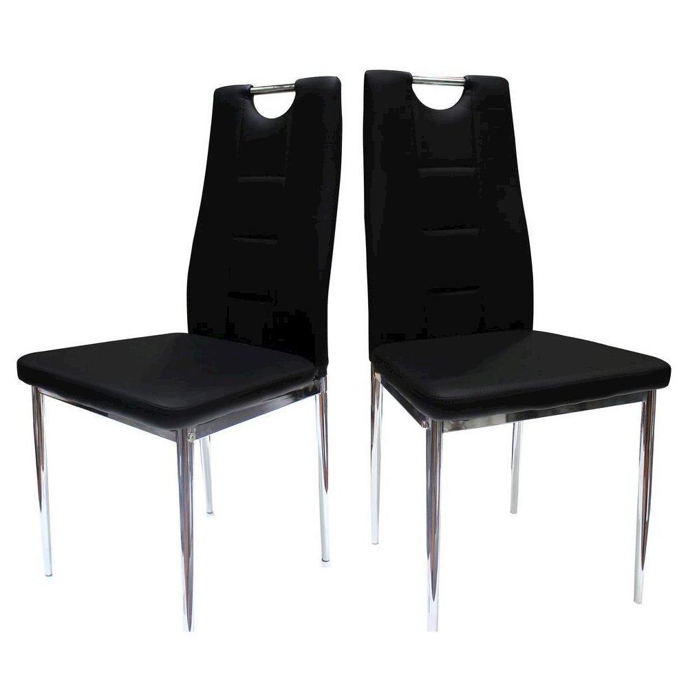 Best Master Beverly Faux Leather Upholstered Side Chair – Black (Set of 2)