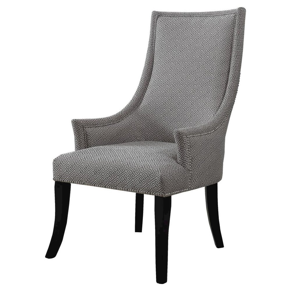Best Master Republic Polyester Fabric Upholstered Acent Chair – Taupe/Light Gray