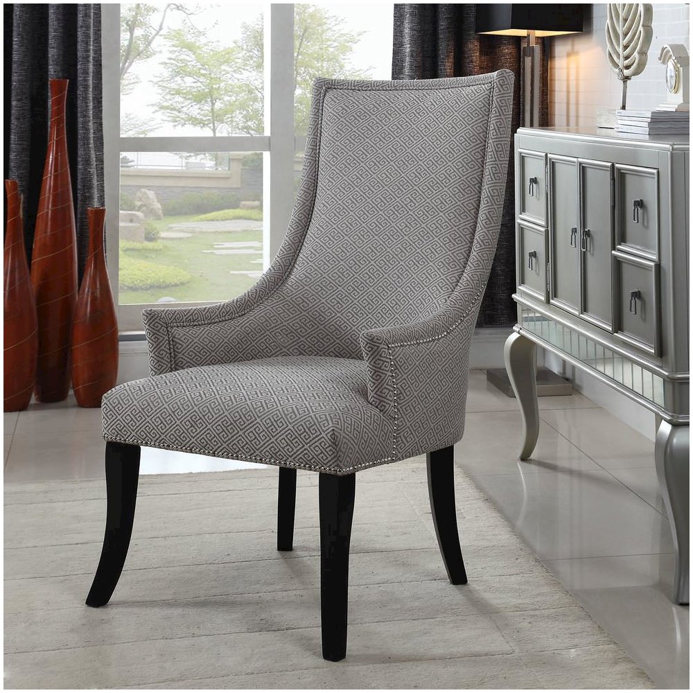 Best Master Republic Polyester Fabric Upholstered Acent Chair – Taupe/Light Gray