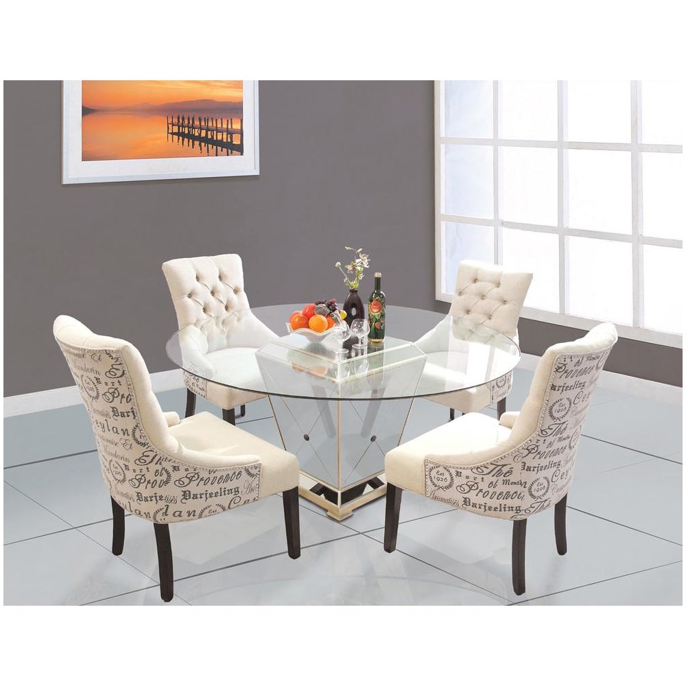 Best Master Round Glass Dining Table in Mirror Base with Bronze