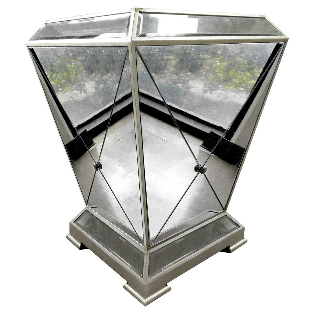 Best Master Round Glass Dining Table in Mirror Base with Bronze