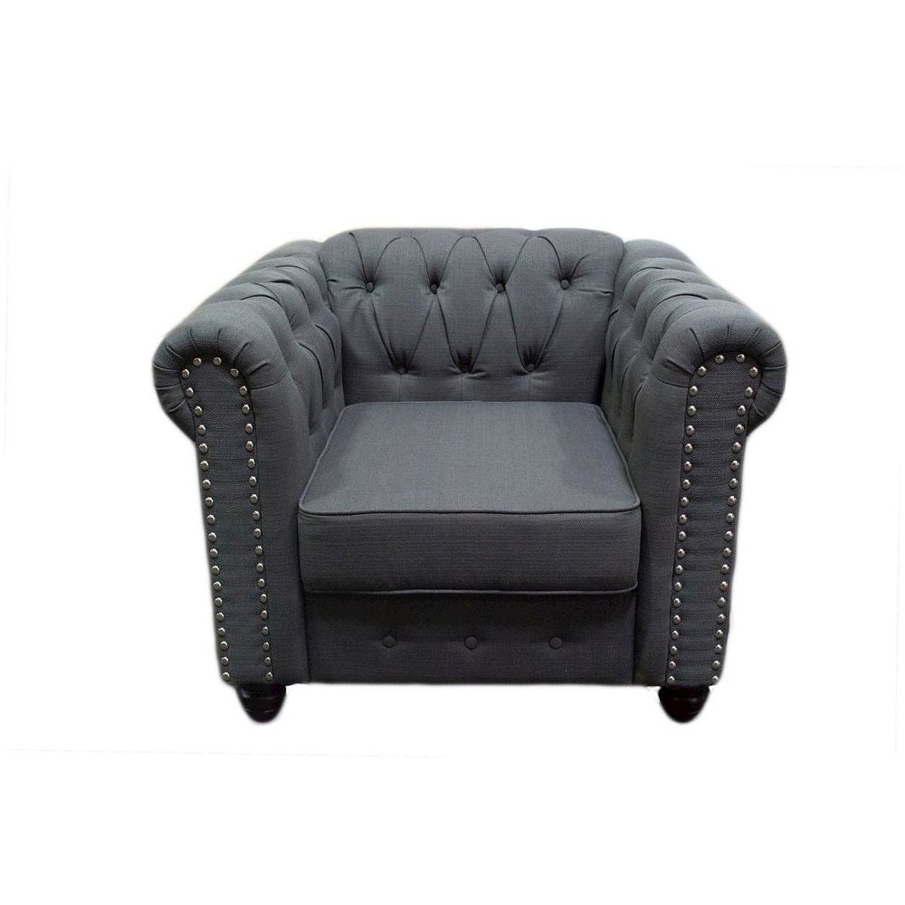 Best Master Venice Fabric Upholstered Living Arm Chair in Charcoal