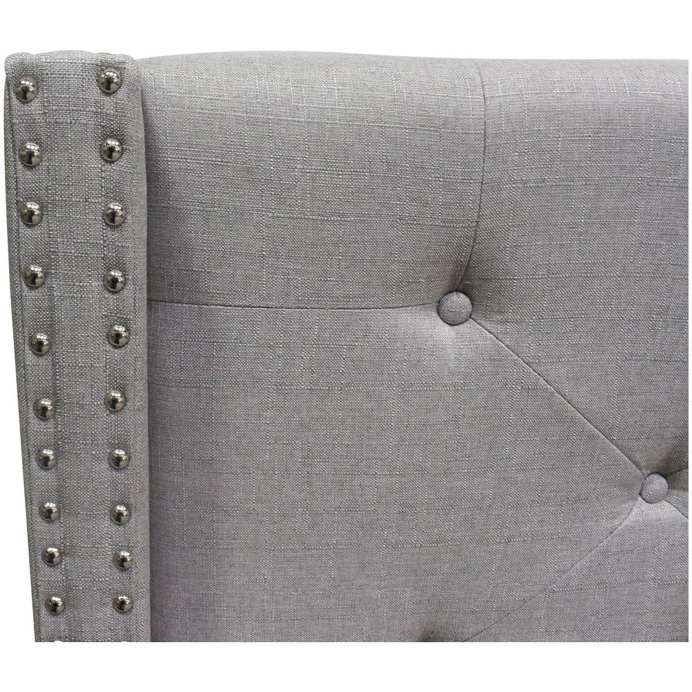 Best Master Valentina Fabric Upholstered Wingback East King Platform Bed – Gray