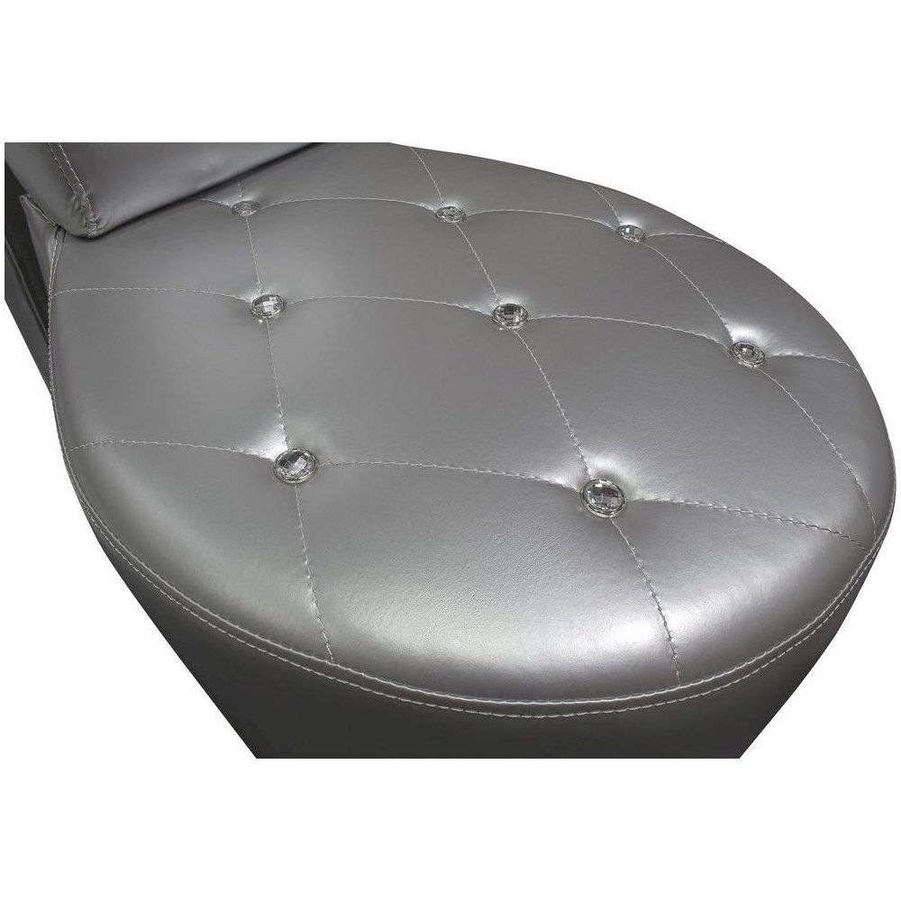 Best Master High Heel Faux Leather Crystal Studs Shoe Chair in Silver