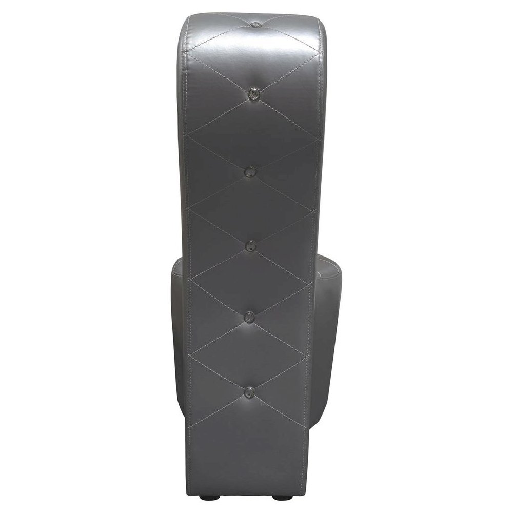 Best Master High Heel Faux Leather Crystal Studs Shoe Chair in Silver