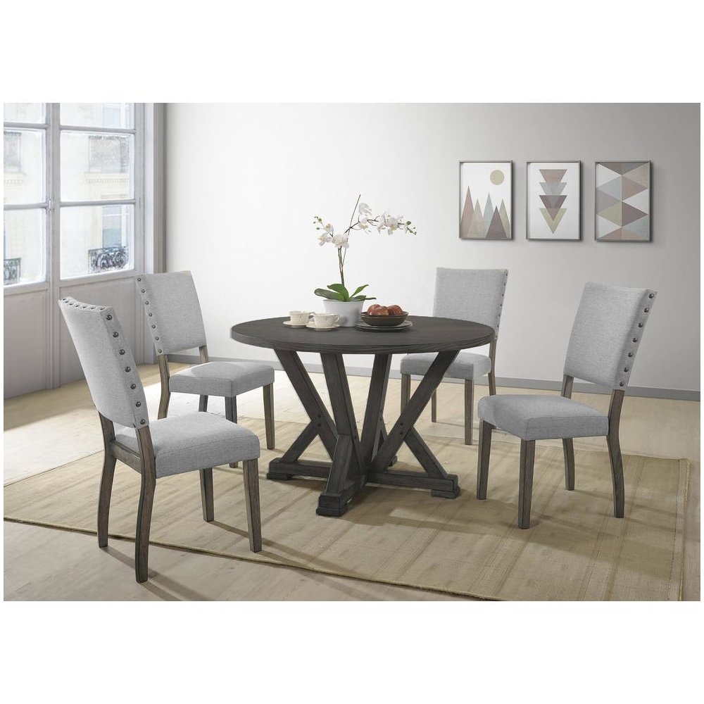 Best Master 5-Piece Solid Wood Round Dinette Set in Antique Rustic Gray
