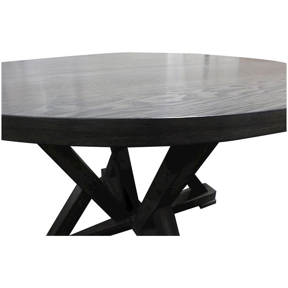 Best Master Solid Wood Round Dining Table in Antique Rustic Gray