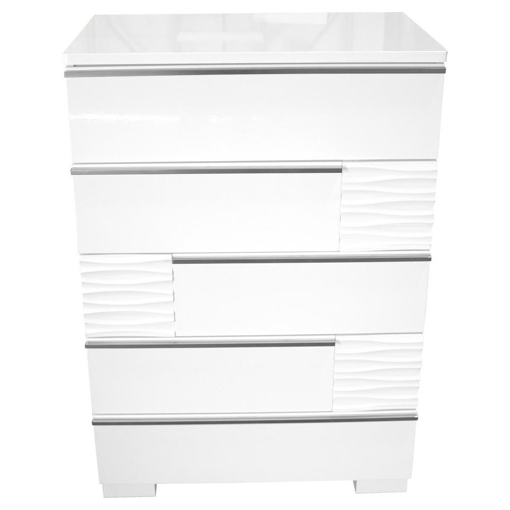 Best Master Athens 5-Drawer Poplar Wood Bedroom Chest in White Lacquer