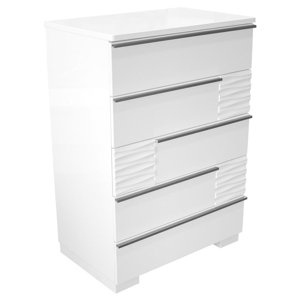Best Master Athens 5-Drawer Poplar Wood Bedroom Chest in White Lacquer