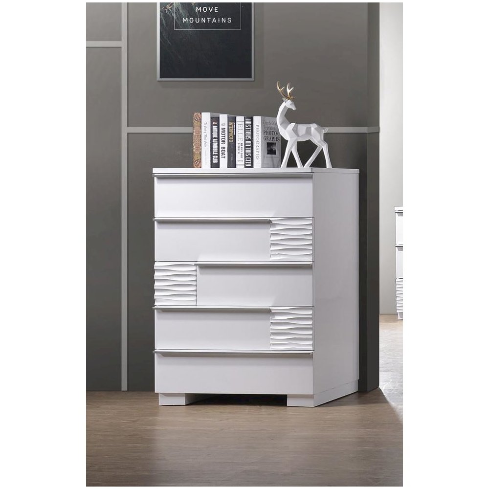 Best Master Athens 5-Drawer Poplar Wood Bedroom Chest in White Lacquer
