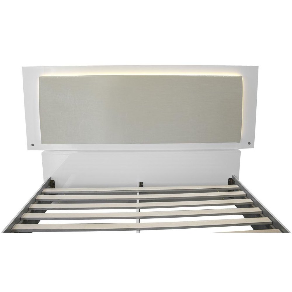 Best Master Athens Cal King Platform Bed with LED Lighting in White Lacquer